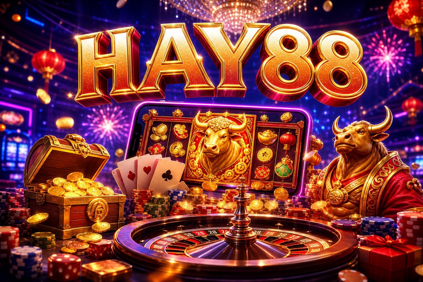 Giao diện trang chủ HAY88 trên điện thoại với danh mục trò chơi và khuyến mãi